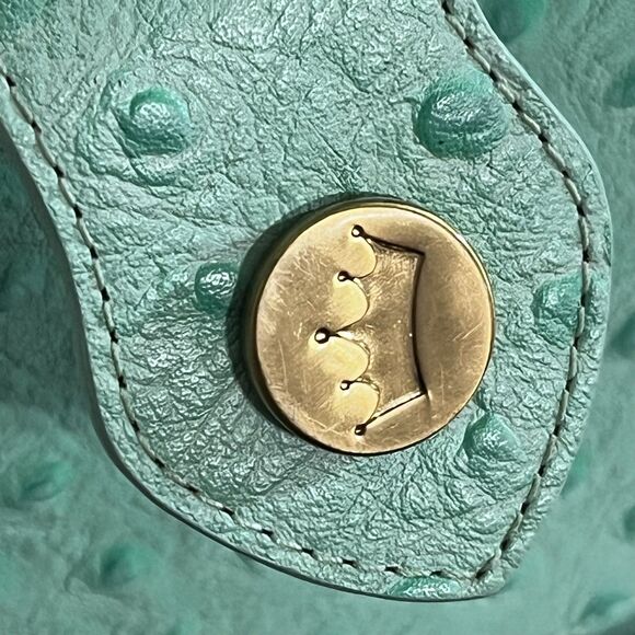 Elaine Turner Turquoise Ostrich Embossed Card Holder Organizer Wallet Booklet - Picture 9 of 13